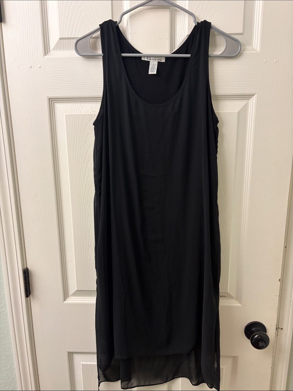 Kenneth Cole Black Sleeveless Maxi Dress with Sheer Overlay